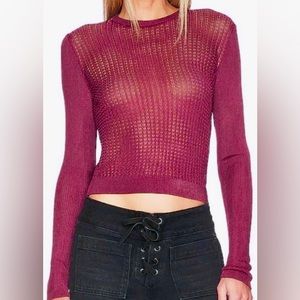 NWT Free People H2O Pullover Long Sleeve Semi-Sheer Wine Medium